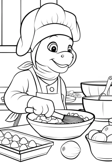 A coloring page of Bowser’s culinary quest