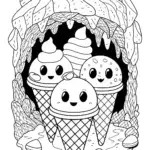 Ice cream characters exploring a cave