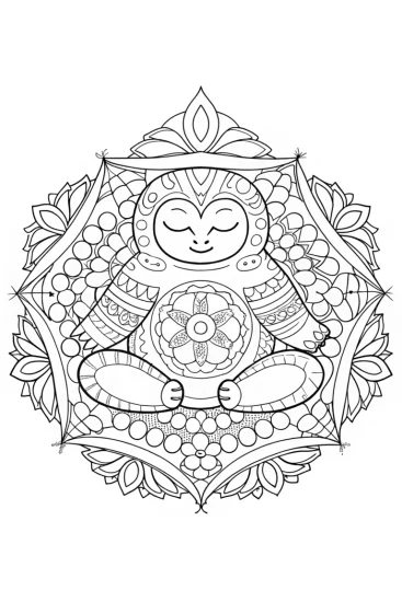 A coloring page of Snorlax practicing yoga