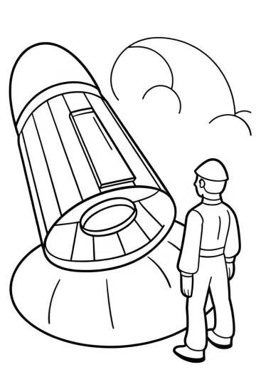 A coloring page of T the time capsule explorer