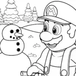 Mario sculpting snow creatures