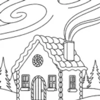 Gingerbread house under the Northern Lights