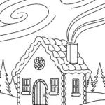 Gingerbread house under the Northern Lights