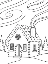 Gingerbread house under the Northern Lights