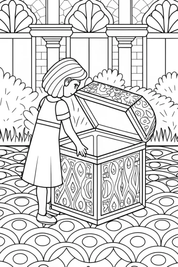 A coloring page of Mirabel discovers a time capsule