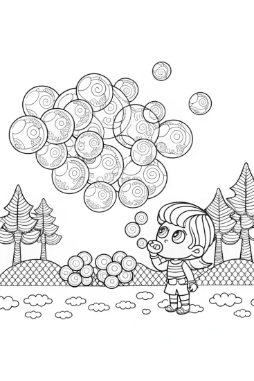 A coloring page of JJ’s bubble adventure