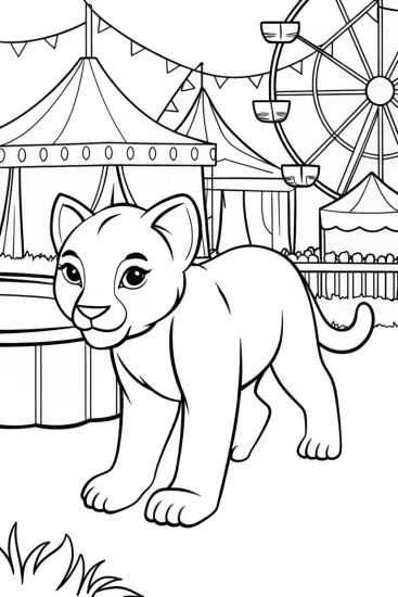 A coloring page of Black Panther at the carnival