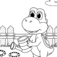 Yoshi watering space plants