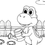 Yoshi watering space plants