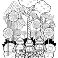 Ninja Turtles in a candy forest