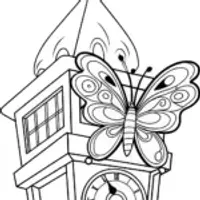 Butterfly timekeeper in a clock tower