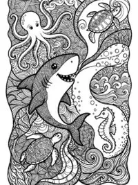 Baby Shark Friends Coloring Page