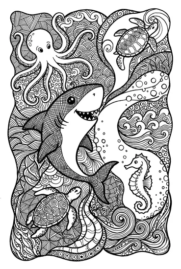 A coloring page of Baby Shark Friends Coloring Page