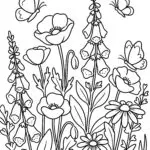 Butterfly Wildflower Garden Coloring Page