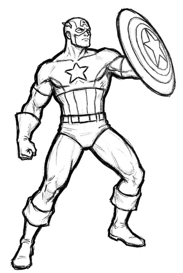 A coloring page of Captain America Stands Tall Coloring Page