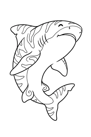 A coloring page of Deep Sea Tiger Shark Coloring Page