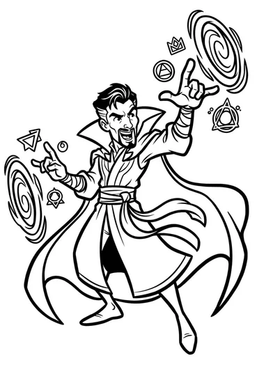 A coloring page of Doctor Strange Portals Coloring Page