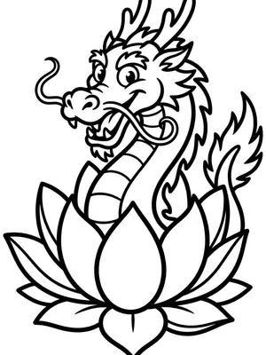 Dragon Lotus Bloom Coloring Page coloring pages