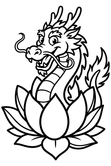 A coloring page of Dragon Lotus Bloom Coloring Page