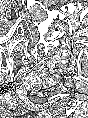 Dragon’s Village Playtime Coloring Page coloring pages