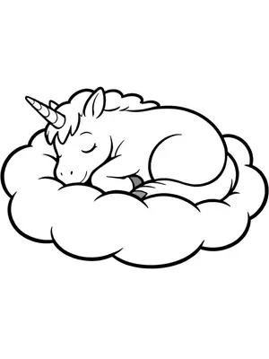 Dreamy Unicorn Cloud Coloring Page coloring pages