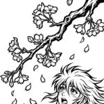 Falling Cherry Blossoms Coloring Page