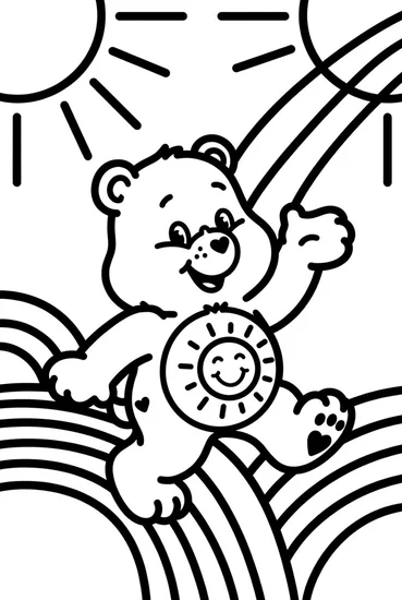 A coloring page of Funshine Bear Sunshine Coloring Page