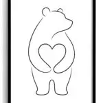 Glowing Heart Bear Coloring Page