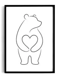 Glowing Heart Bear Coloring Page