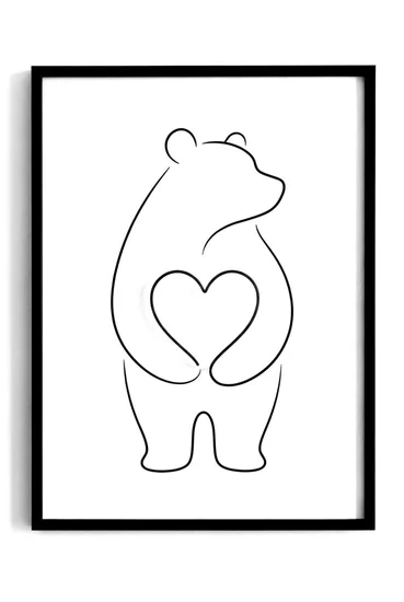 A coloring page of Glowing Heart Bear Coloring Page