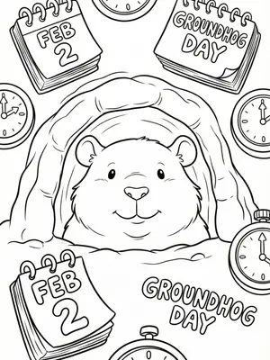 Groundhog Day Surprise Coloring Page coloring pages