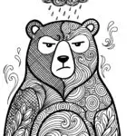 Grumpy Bear Raincloud Coloring Page