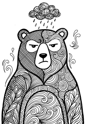 Grumpy Bear Raincloud Coloring Page coloring pages