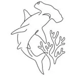 Hammerhead in Coral Reef Coloring Page