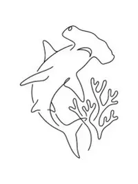 Hammerhead in Coral Reef Coloring Page