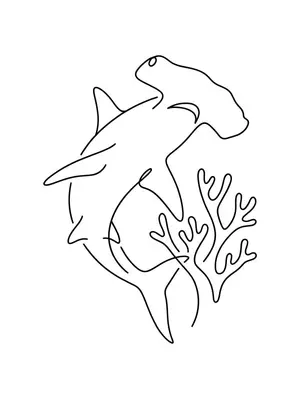 Hammerhead in Coral Reef Coloring Page coloring pages