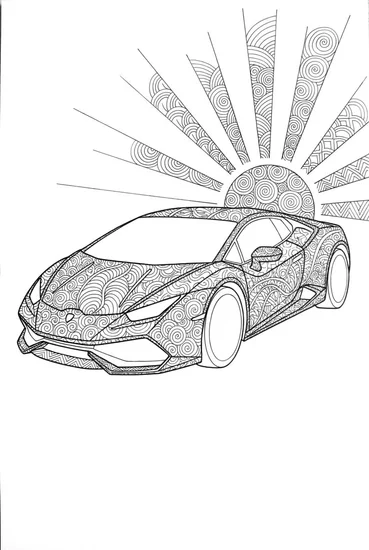 A coloring page of Huracan Sunset Drive Coloring Page
