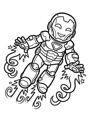 Iron Man in Flight Coloring Page coloring pages