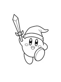 Kirby Heroic Sword Pose Coloring Page