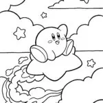 Kirby’s Warp Star Ride Coloring Page