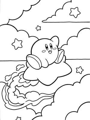 Kirby’s Warp Star Ride Coloring Page coloring pages