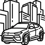 Lamborghini in the City Coloring Page