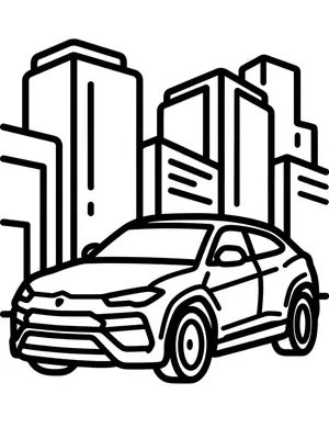 Lamborghini in the City Coloring Page coloring pages