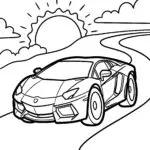 Lamborghini Sunset Drive Coloring Page