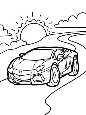 Lamborghini Sunset Drive Coloring Page coloring pages