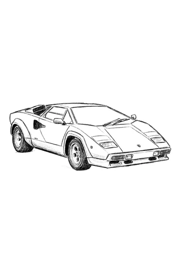 A coloring page of Lamborghini Supercar Classic Coloring Page