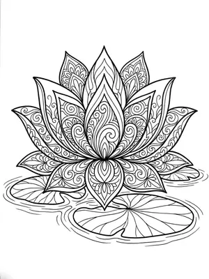 Lotus on the Water Coloring Page coloring pages