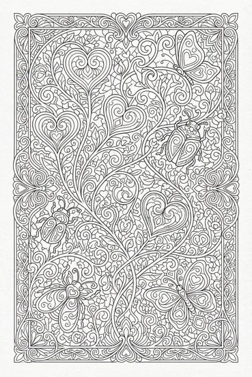 A coloring page of Love Bug Garden Coloring Page