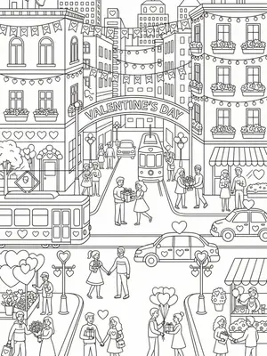 Love in the City Coloring Page coloring pages