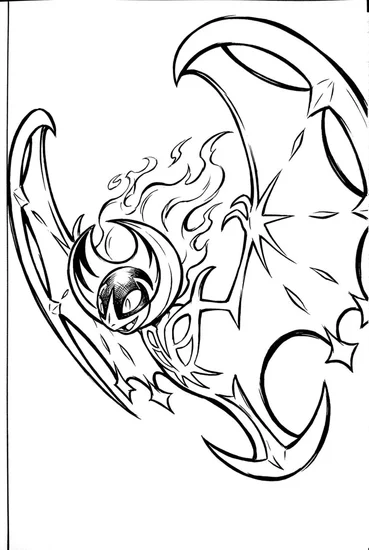 A coloring page of Lunala’s Moonlit Flight Coloring Page